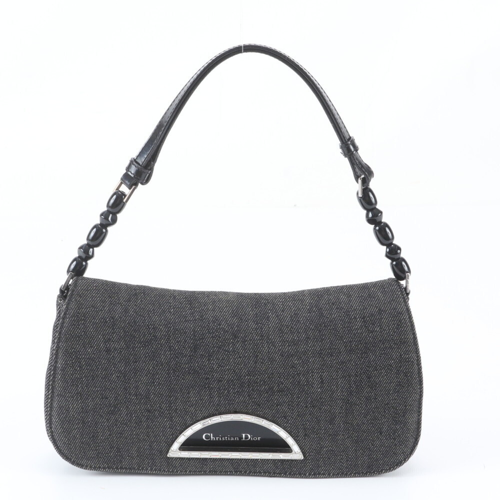 Christian Dior Maris Pearl Denim Leather Shoulder Bag Tote Handbag for Women